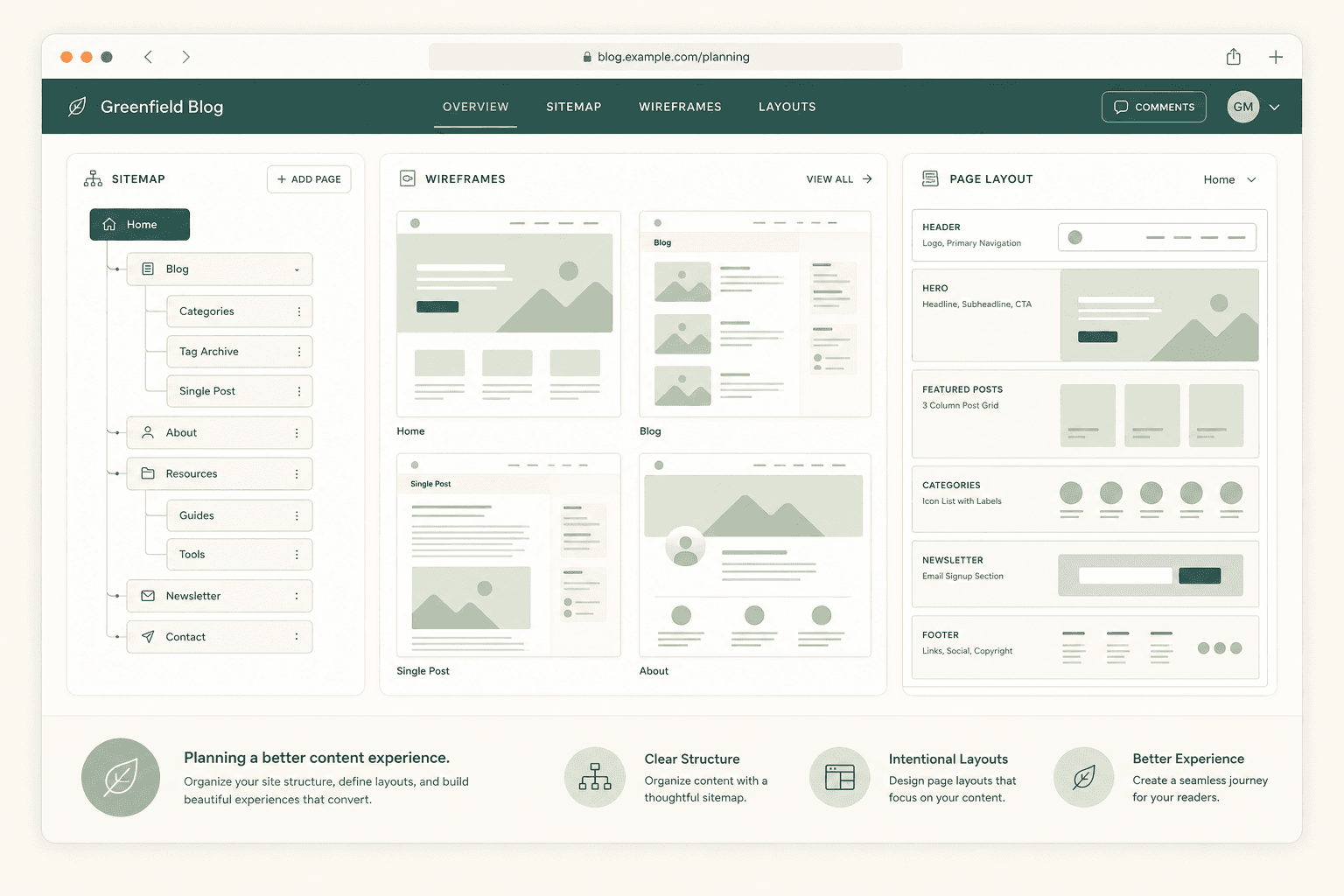 Website planning shown on laptop and mobile screens
