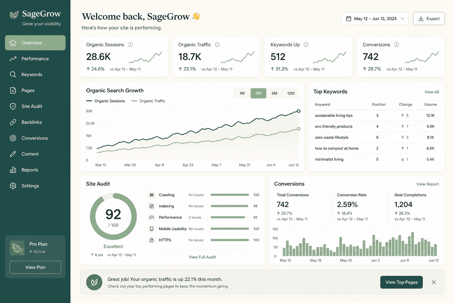 SEO analytics dashboard on laptop and smartphone