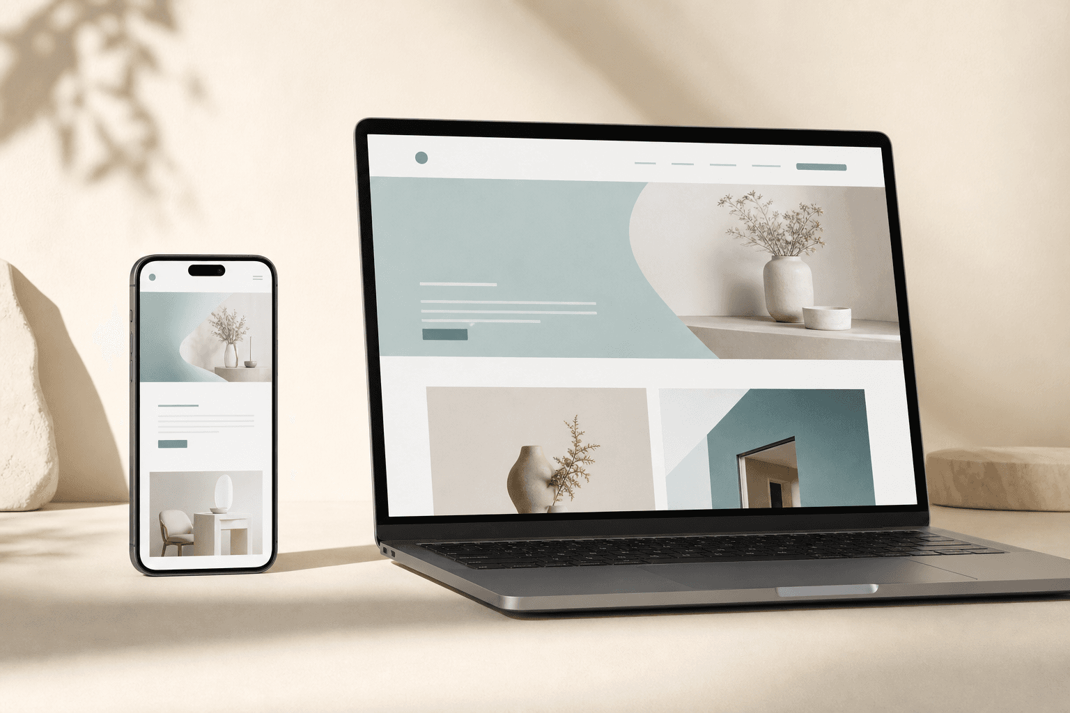 Responsive business website shown across laptop and mobile screens